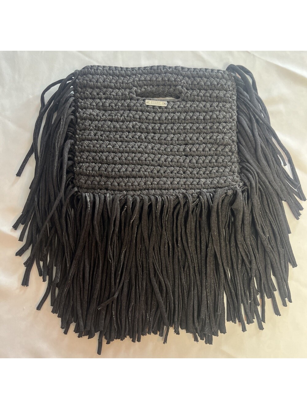 Binge NWT Pocketbook Purse Crocheted Friend Square Heavy Bag Black jeans style